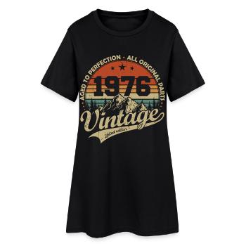 Cadeau d’anniversaire rétro vintage original 1976 - Robe T-shirt Femme - noir - Devant