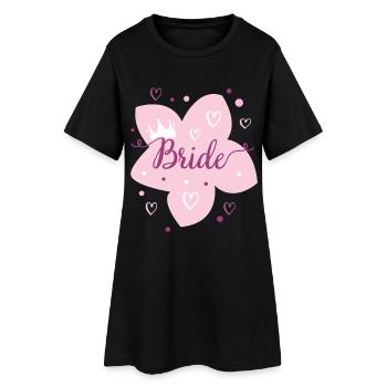 Couronne rose de fleurs de mariée de mariage - Robe T-shirt Femme - noir - Devant