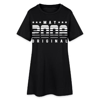 May 2008 Original Striped Vintage Geburtstag - Frauen T-Shirt-Kleid - Schwarz - Vorne