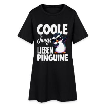 Coole Jungs lieben Pinguine Dabbing - Frauen T-Shirt-Kleid - Schwarz - Vorne