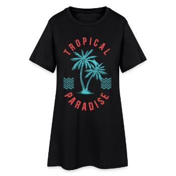 Insigne Retro Palm Tropical Paradise - Robe T-shirt Femme - noir - Devant