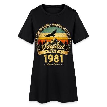Cadeau du 45e anniversaire Mari Original mai 1981 - Robe T-shirt Femme - noir - Devant