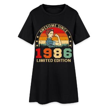 1986 Vintage Rétro Cadeau D'anniversaire Femme - Robe T-shirt Femme - noir - Devant