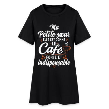 Ma Petite Sœur Comme Le Café Humour Famille - Robe T-shirt Femme - noir - Devant