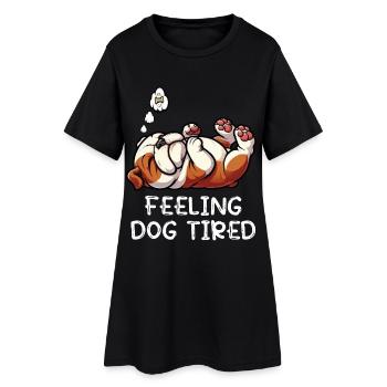 Tenant de bully Bulldog anglais fatigué - Robe T-shirt Femme - noir - Devant