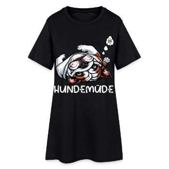 Hundemüde Englische Bulldogge Bully Bullybesitzer  - Frauen T-Shirt-Kleid - Schwarz - Vorne