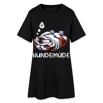 Hundemüde Englische Bulldogge Bully Bullybesitzer  - Frauen T-Shirt-Kleid - Schwarz - Vorne