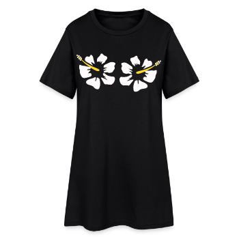 Cadeau de Noël de fleurs d’hibiscus hawaïen, fleurs d’hibiscus - Robe T-shirt Femme - noir - Devant