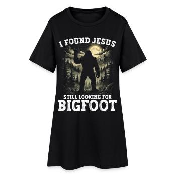 Ich habe Jesus gefunden, der immer noch Bigfoot aussah - Frauen T-Shirt-Kleid - Schwarz - Vorne