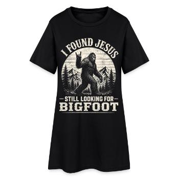 Ich habe Jesus gefunden, der immer noch Bigfoot aussah - Frauen T-Shirt-Kleid - Schwarz - Vorne