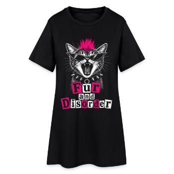 Fur And Disorder Funny Punk Cat Girl - Women’s T-Shirt Dress - black - Front