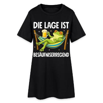 Die Lage Ist Besäufniserregend mit Frosch - Frauen T-Shirt-Kleid - Schwarz - Vorne
