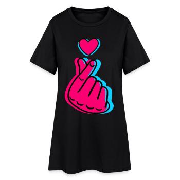 Cœur de doigt néon – Signe d’amour K-Pop - Robe T-shirt Femme - noir - Devant