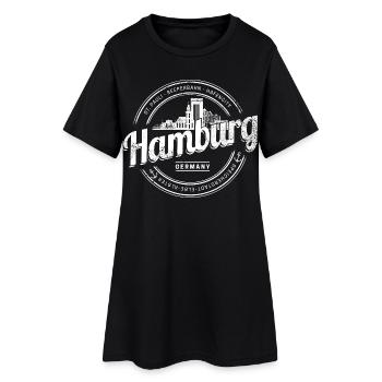 Hamburg Retro Skyline Deutschland Vintage Souvenir - Frauen T-Shirt-Kleid - Schwarz - Vorne