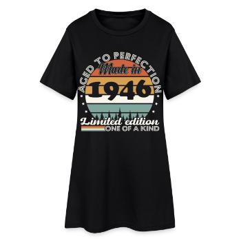 1946 Vintage Retro Geburtstagsgeschenk - Frauen T-Shirt-Kleid - Schwarz - Vorne