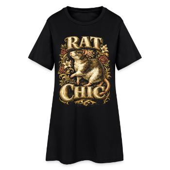 Farbratte Fancy Rat Hausratte Rat Chic - Frauen T-Shirt-Kleid - Schwarz - Vorne