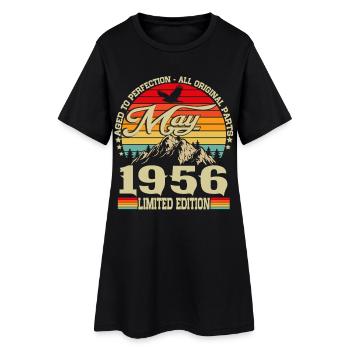 Vintage mai 1956 Vintage Rétro Anniversaire - Robe T-shirt Femme - noir - Devant