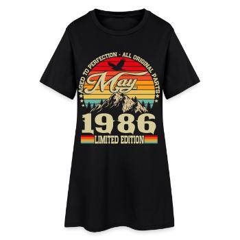 Vintage mai 1986 Vintage Rétro Anniversaire - Robe T-shirt Femme - noir - Devant