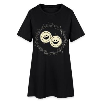 Boutons effrayants - Robe T-shirt Femme - noir - Devant