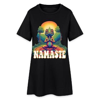 Namasté de yoga caméléon - Robe T-shirt Femme - noir - Devant