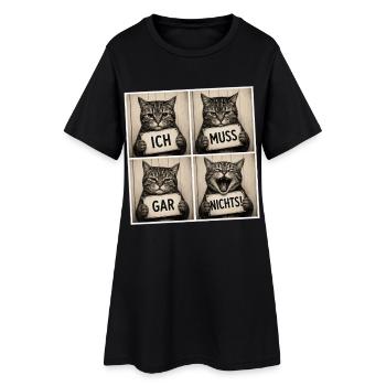 Vintage Katzen Collage: Ich Muss Gar Nichts - Frauen T-Shirt-Kleid - Schwarz - Vorne