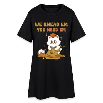 Sauerteigbrot Backen Wir kneten sie Du brauchst sie - Frauen T-Shirt-Kleid - Schwarz - Vorne