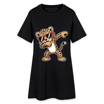 Leopard with sunglasses dance - Women’s T-Shirt Dress - black - Front