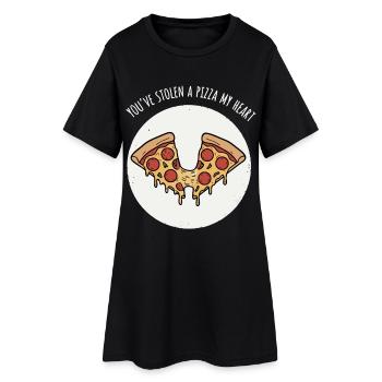 Cœur de Pizza - Robe T-shirt Femme - noir - Devant