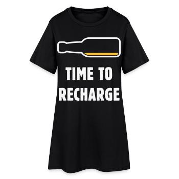 Temps de recharge (Bière / Bière / NEG 2C) - Robe T-shirt Femme - noir - Devant