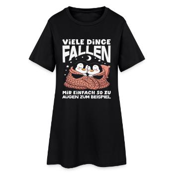 Viele Dinge fallen mir einfach so zu Augen - Frauen T-Shirt-Kleid - Schwarz - Vorne