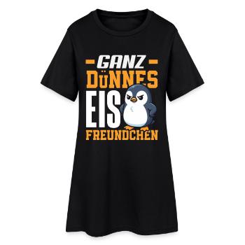 Ganz dünnes Eis Freundchen Pinguin - Frauen T-Shirt-Kleid - Schwarz - Vorne