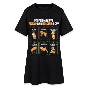 Propriétaire de chat drôle : bonnes façons de tenir un chaton - Robe T-shirt Femme - noir - Devant