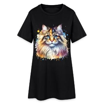Motif du chat de la forêt norvégienne - Robe T-shirt Femme - noir - Devant