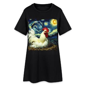 Nuit étoilée des poulets de Leghorn - Robe T-shirt Femme - noir - Devant