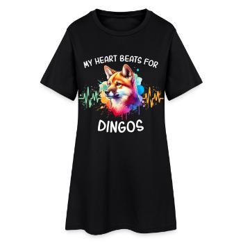 Australian Wild Dog Heartline - Women’s T-Shirt Dress - black - Front