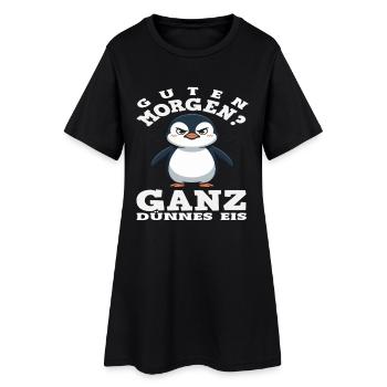 Guten Morgen Ganz dünnes Eis Pinguin - Frauen T-Shirt-Kleid - Schwarz - Vorne