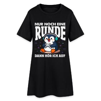 Nur noch eine Runde Gaming Pinguin Zocken - Frauen T-Shirt-Kleid - Schwarz - Vorne