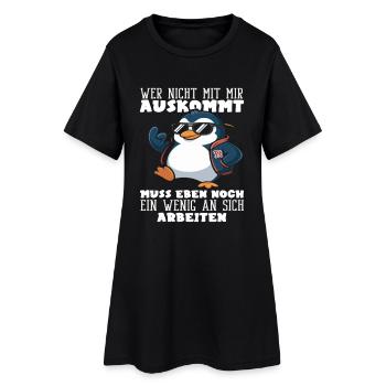 Wer nicht mit mir auskommt Pinguin Spruch - Frauen T-Shirt-Kleid - Schwarz - Vorne