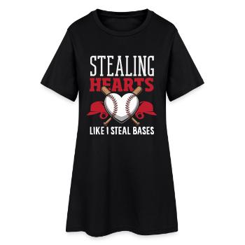 Baseball : Cœurs et vols de bases - Robe T-shirt Femme - noir - Devant