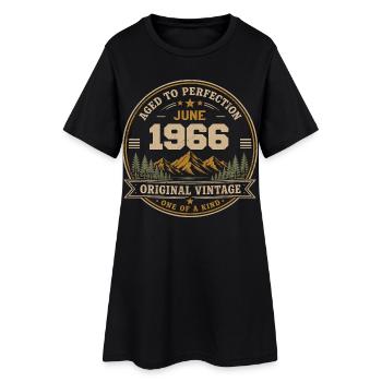 Vintage Juni 1966 – Original Perfection Juni 1966 - Frauen T-Shirt-Kleid - Schwarz - Vorne