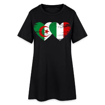 Drapeau Algérie Italie Cœur utilisé - Robe T-shirt Femme - noir - Devant
