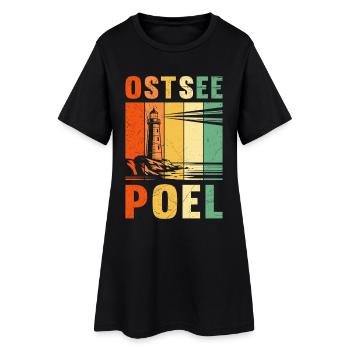Poel Souvenier INSEL POEL OSTSEE Retro Lustiges - Frauen T-Shirt-Kleid - Schwarz - Vorne