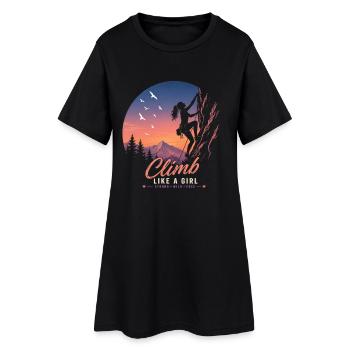 Climb wie ein Girl Sunset Climbing Design - Frauen T-Shirt-Kleid - Schwarz - Vorne