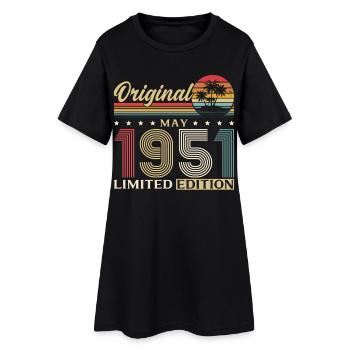 75th Birthday Gift Original May Vintage 1951 - Women’s T-Shirt Dress - black - Front