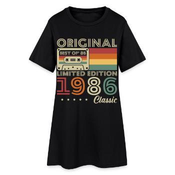 1986 Vintage Retro Geburtstagsgeschenk - Frauen T-Shirt-Kleid - Schwarz - Vorne