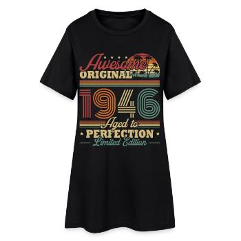 Cadeau rétro vintage d’anniversaire de 1946 - Robe T-shirt Femme - noir - Devant