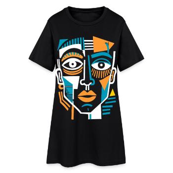 Visage cubiste coloré - Robe T-shirt Femme - noir - Devant