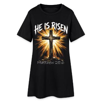 À Pâques, il est ressuscité Jésus croix chrétien - Robe T-shirt Femme - noir - Devant