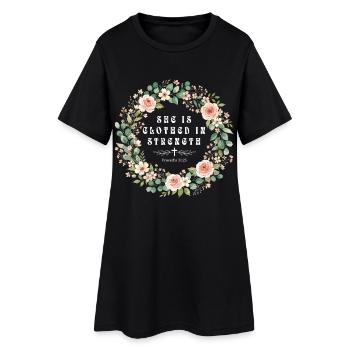 Vêtu de force de fleurs chrétiennes - Robe T-shirt Femme - noir - Devant