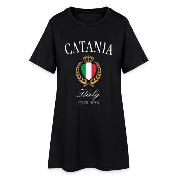 Catania Italien Wappen Krone – Reise Souvenir - Frauen T-Shirt-Kleid - Schwarz - Vorne